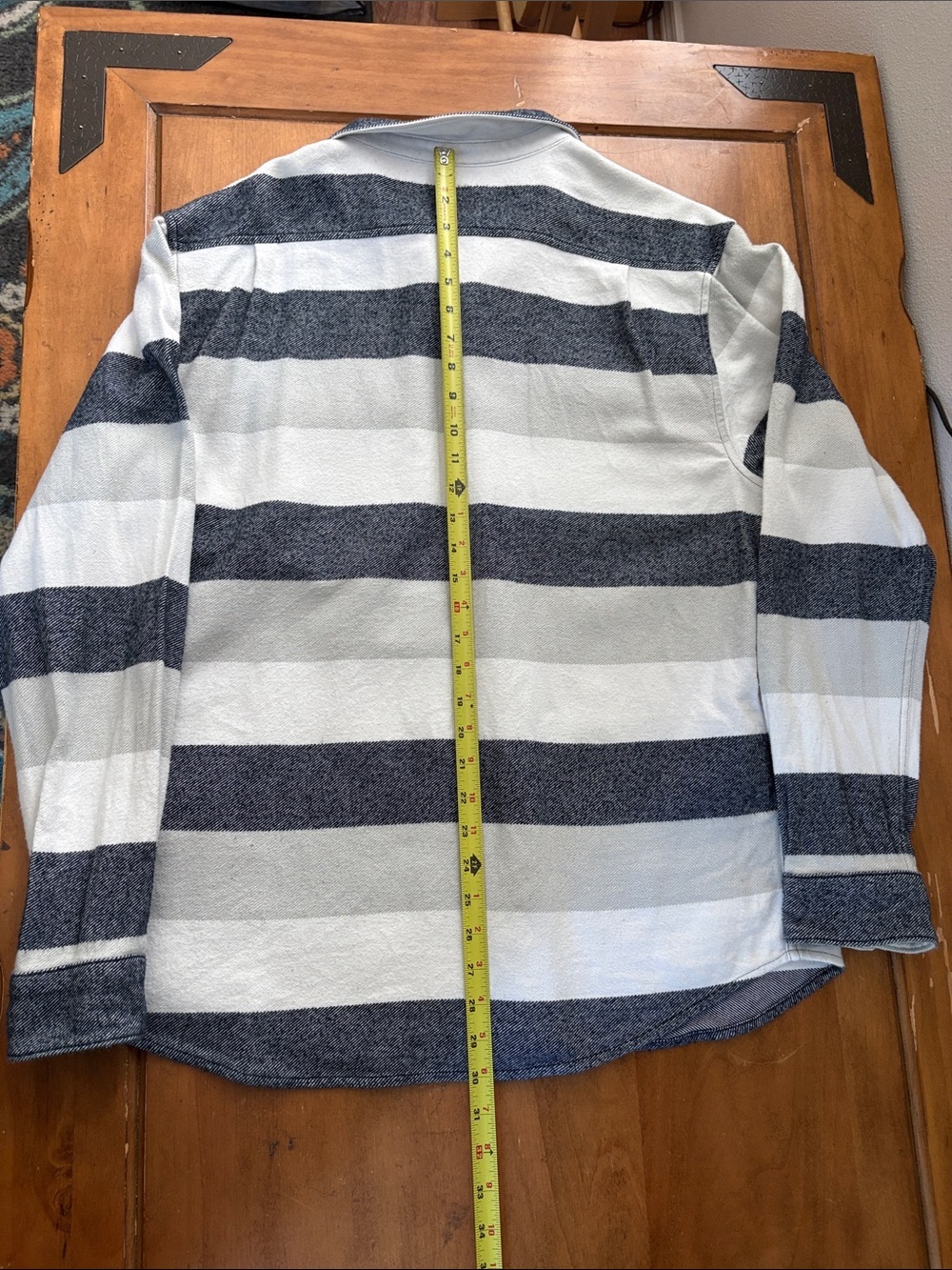RVCA Striped Button-Up Flannel Shirt — White & Navy Size XL - Picture 9 of 11